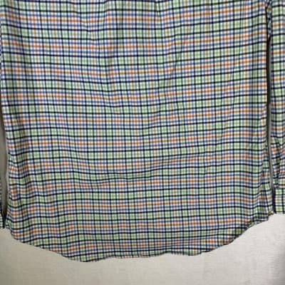 Ralph Lauren Shirt Mens XL Blue Green Orange Plaid Stretch Oxford Slim Fit Polo - Thumbnail 10