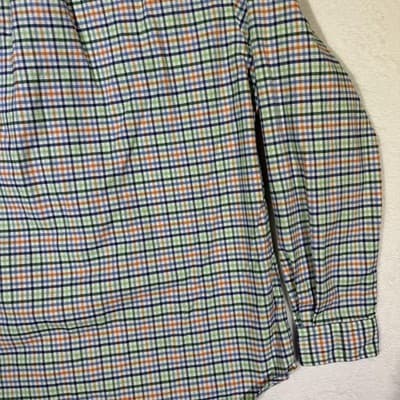 Ralph Lauren Shirt Mens XL Blue Green Orange Plaid Stretch Oxford Slim Fit Polo - Thumbnail 13