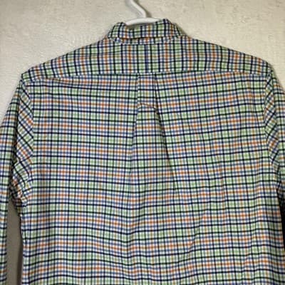 Ralph Lauren Shirt Mens XL Blue Green Orange Plaid Stretch Oxford Slim Fit Polo - Thumbnail 12