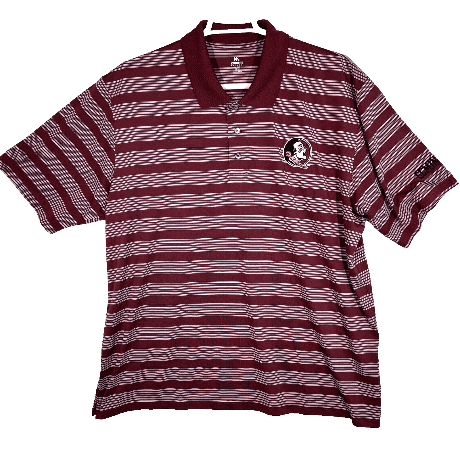 Knights Apparel Polo Shirt Men’s 2XL Maroon White Stripe Florida State Seminoles - Image 1