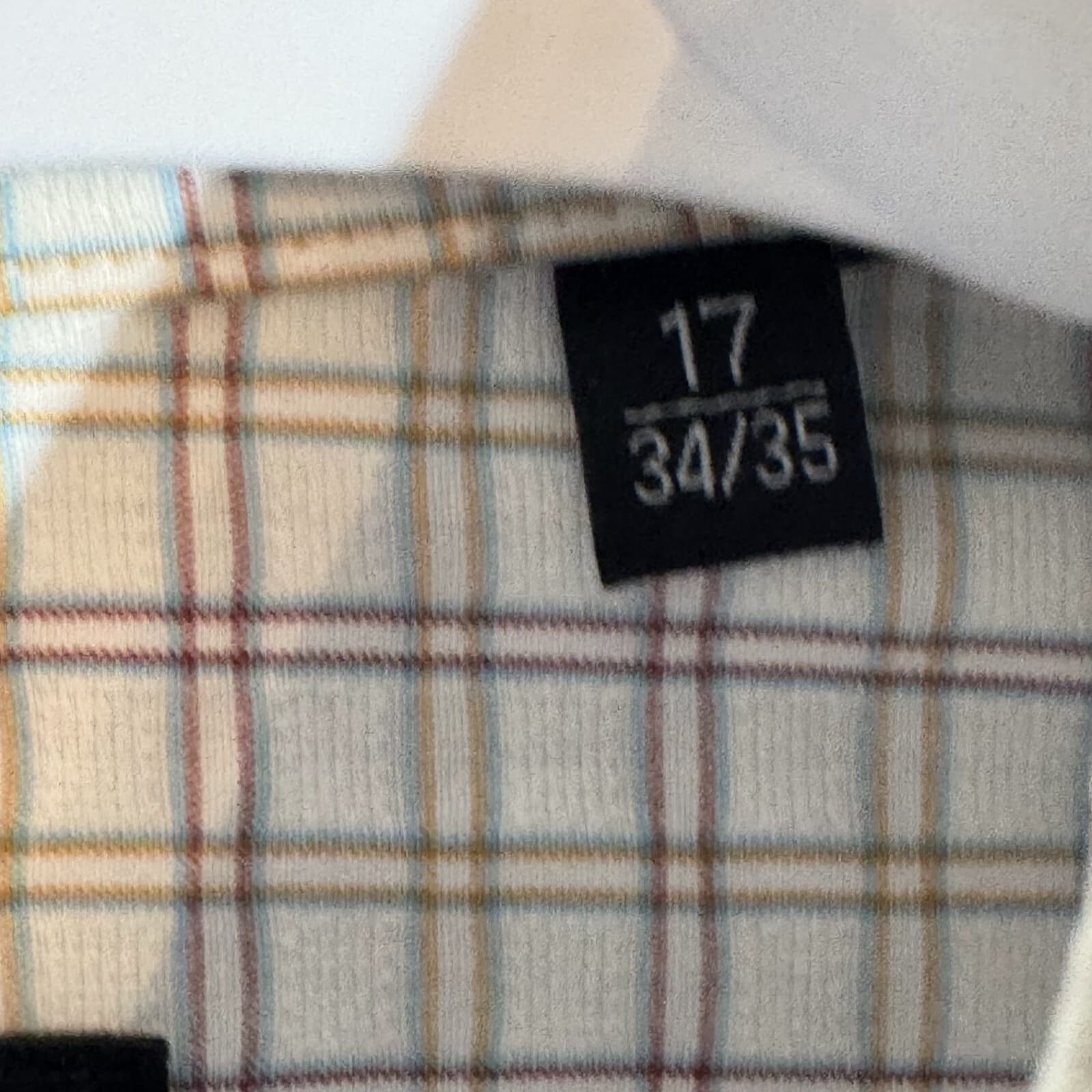 Hugo Boss Men’s Dress Shirt 17 34/35 White Gray Plaid Cotton Long Sleeve - Thumbnail 8