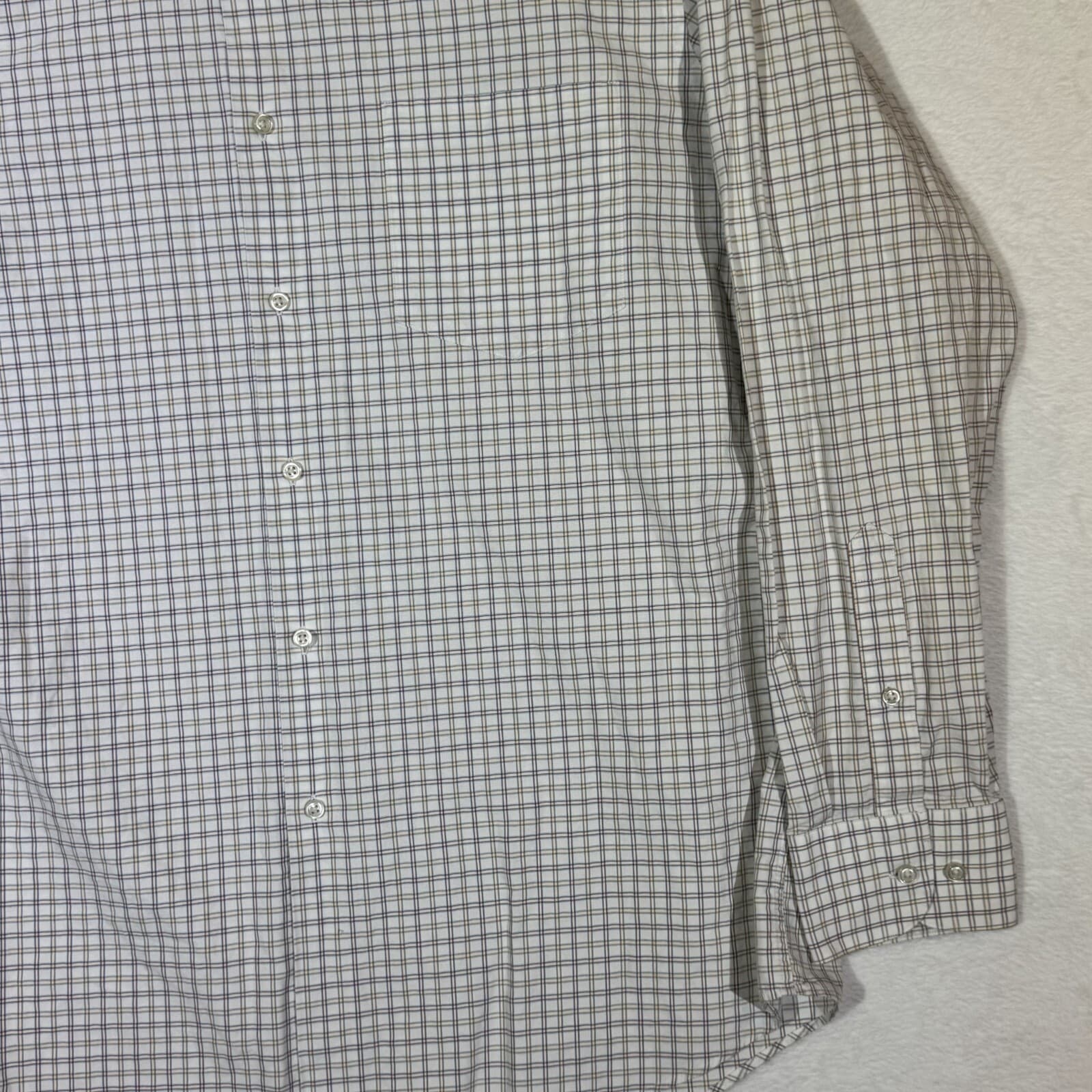 Hugo Boss Men’s Dress Shirt 17 34/35 White Gray Plaid Cotton Long Sleeve - Thumbnail 5