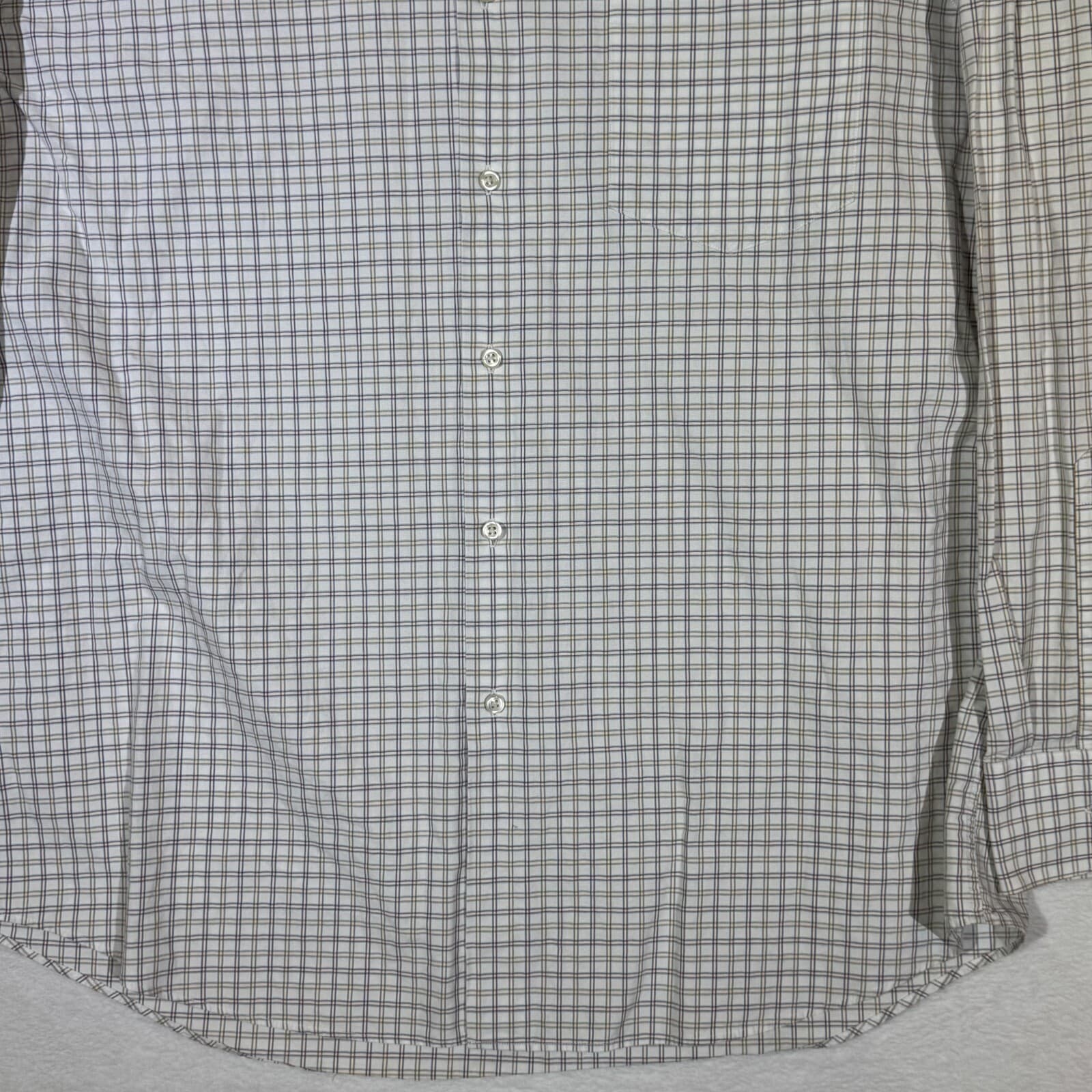 Hugo Boss Men’s Dress Shirt 17 34/35 White Gray Plaid Cotton Long Sleeve - Thumbnail 6