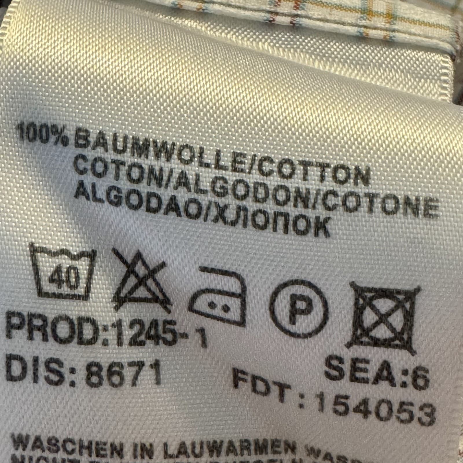 Hugo Boss Men’s Dress Shirt 17 34/35 White Gray Plaid Cotton Long Sleeve - Thumbnail 16