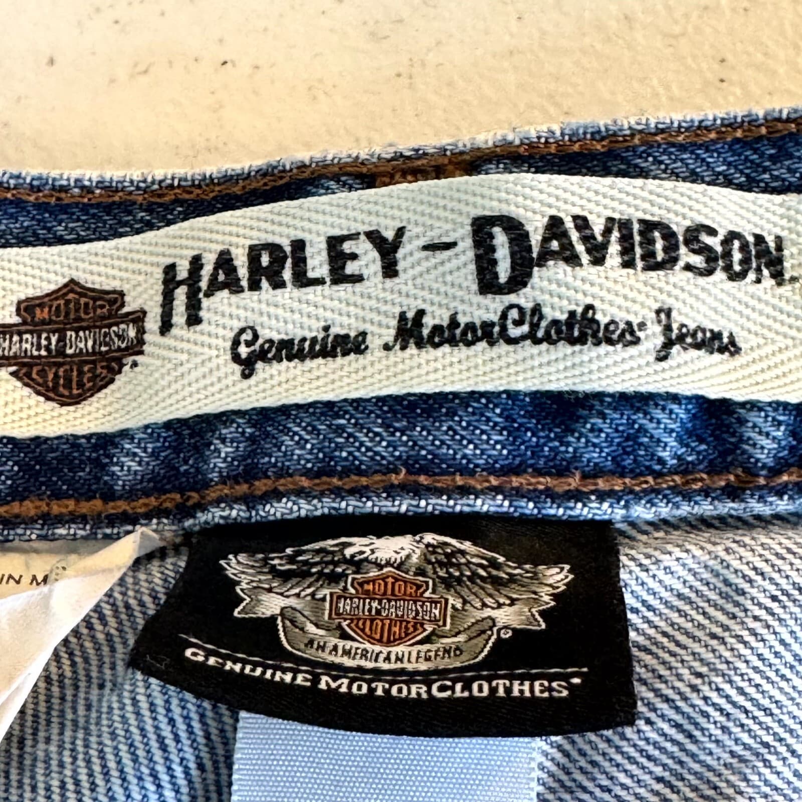 Harley-Davidson Men’s Jeans 36X30 Blue Denim Stone Wash Mid-Rise Straight - Thumbnail 12