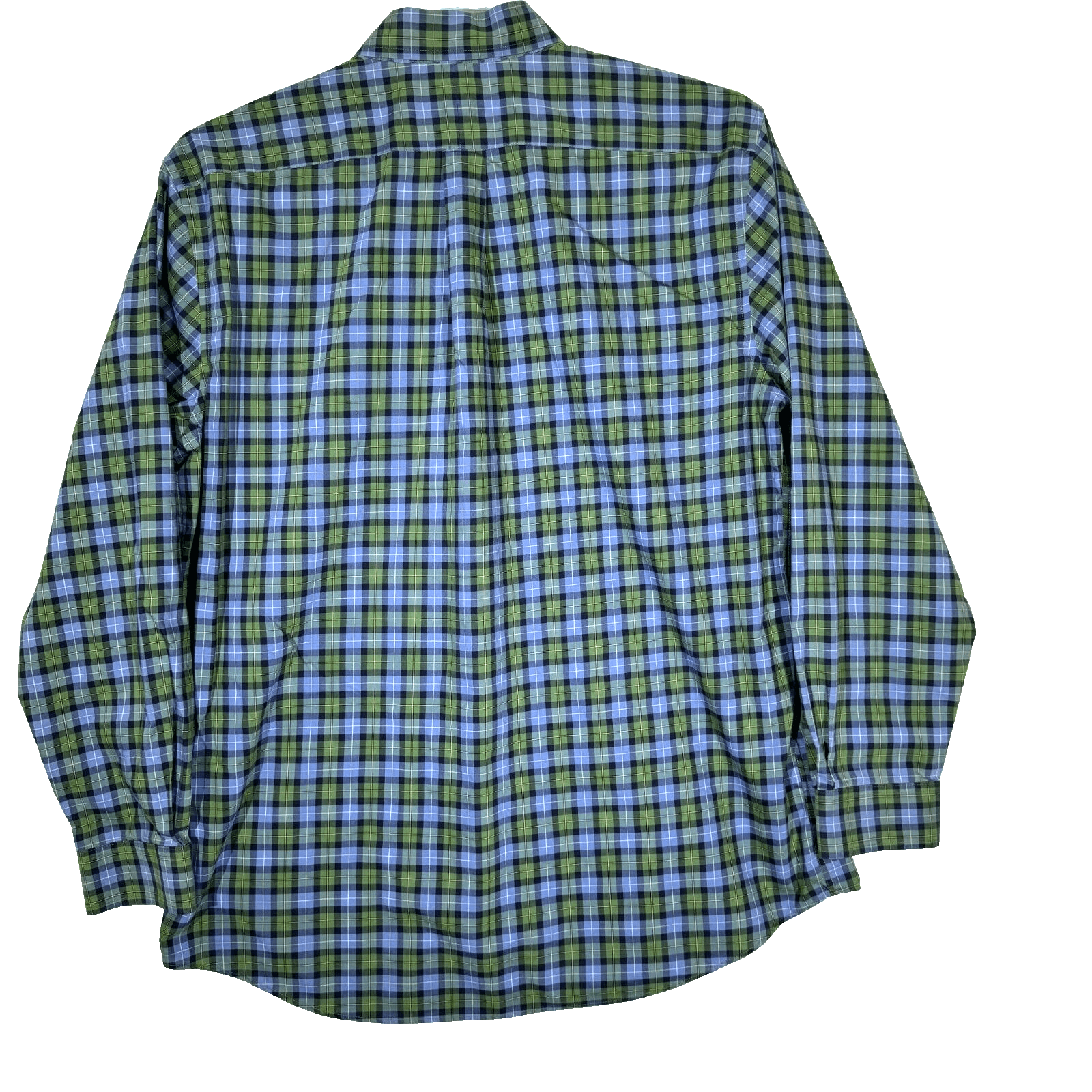 L.L.Bean Men’s Shirt Large Green Blue Plaid 100% Cotton Traditional Fit - Thumbnail 2