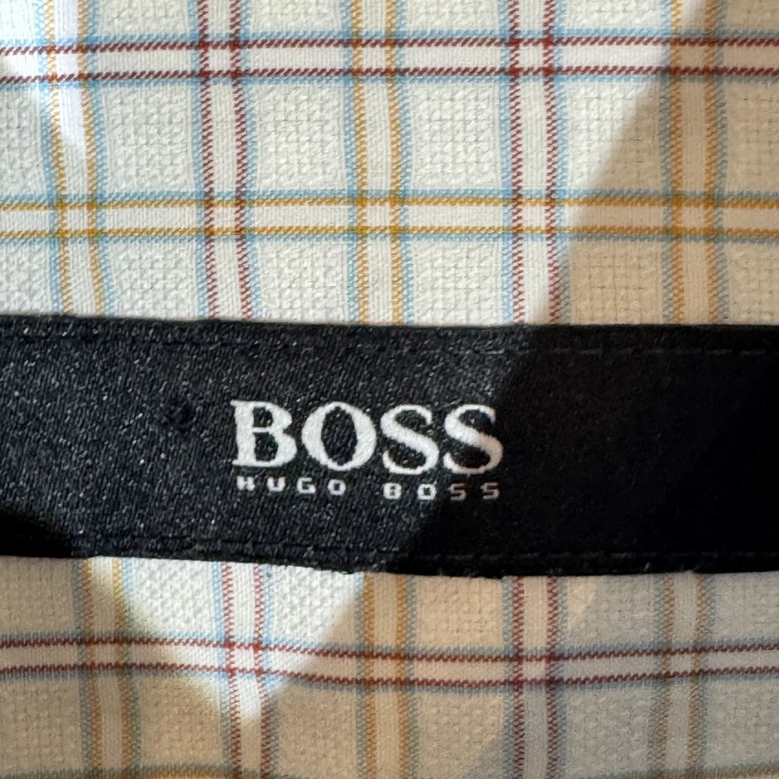 Hugo Boss Men’s Dress Shirt 17 34/35 White Gray Plaid Cotton Long Sleeve - Thumbnail 7