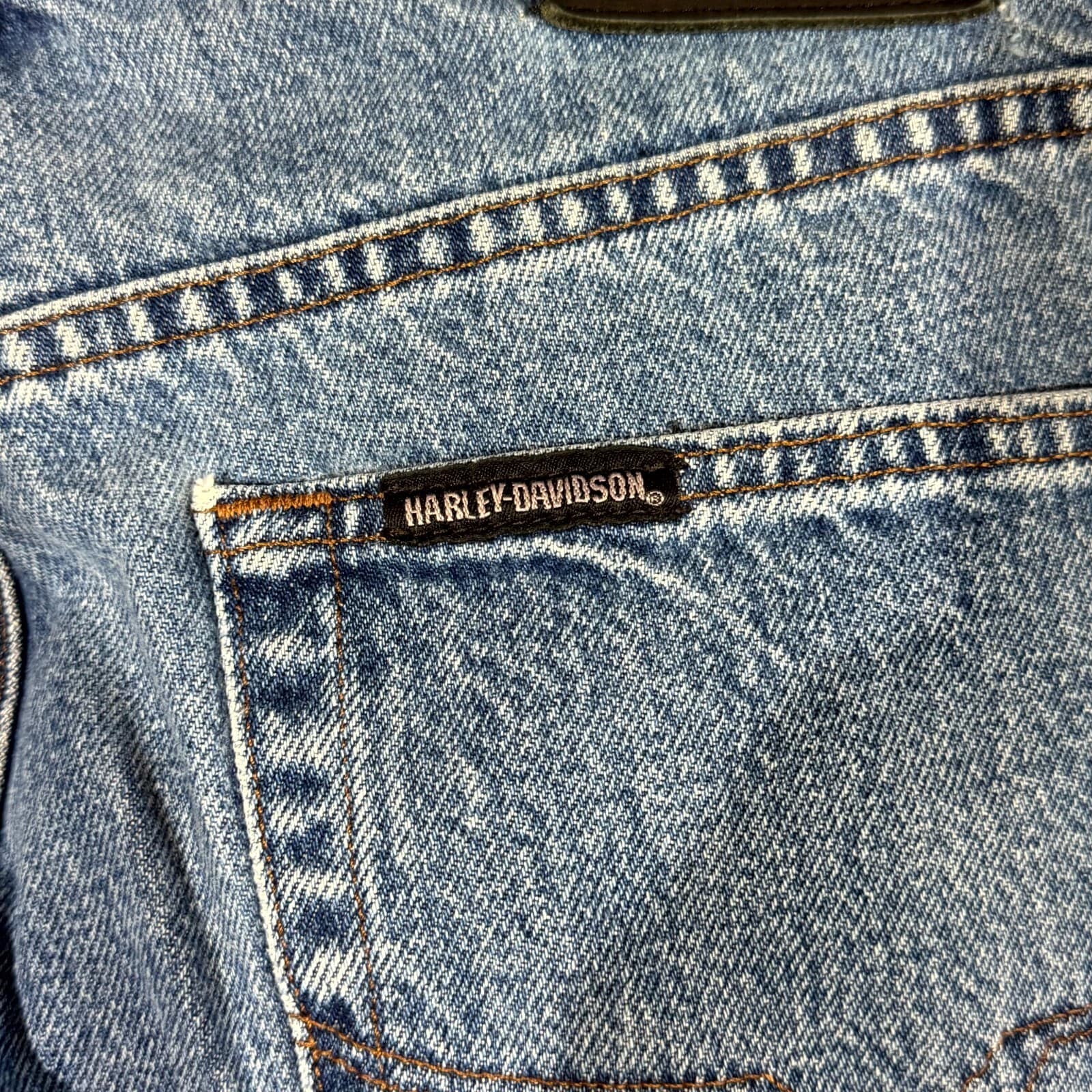 Harley-Davidson Men’s Jeans 36X30 Blue Denim Stone Wash Mid-Rise Straight - Thumbnail 10