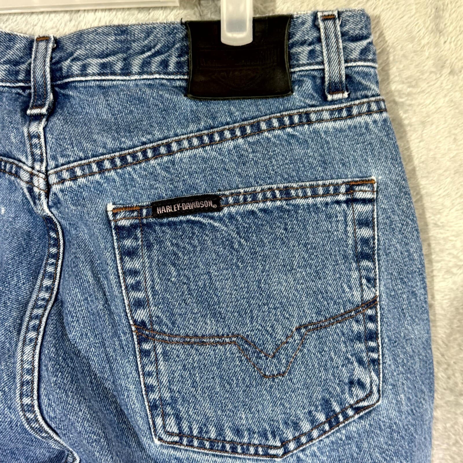 Harley-Davidson Men’s Jeans 36X30 Blue Denim Stone Wash Mid-Rise Straight - Thumbnail 7