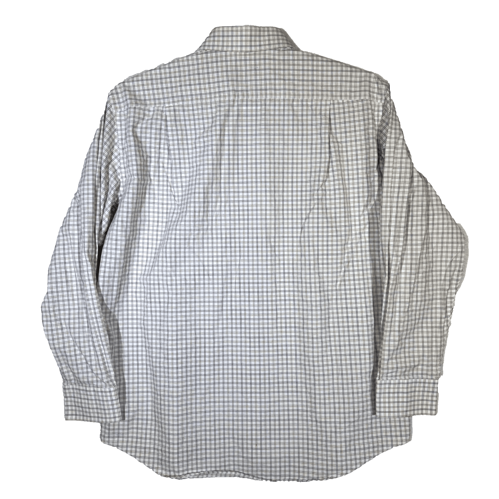 Hugo Boss Men’s Dress Shirt 17 34/35 White Gray Plaid Cotton Long Sleeve - Thumbnail 2