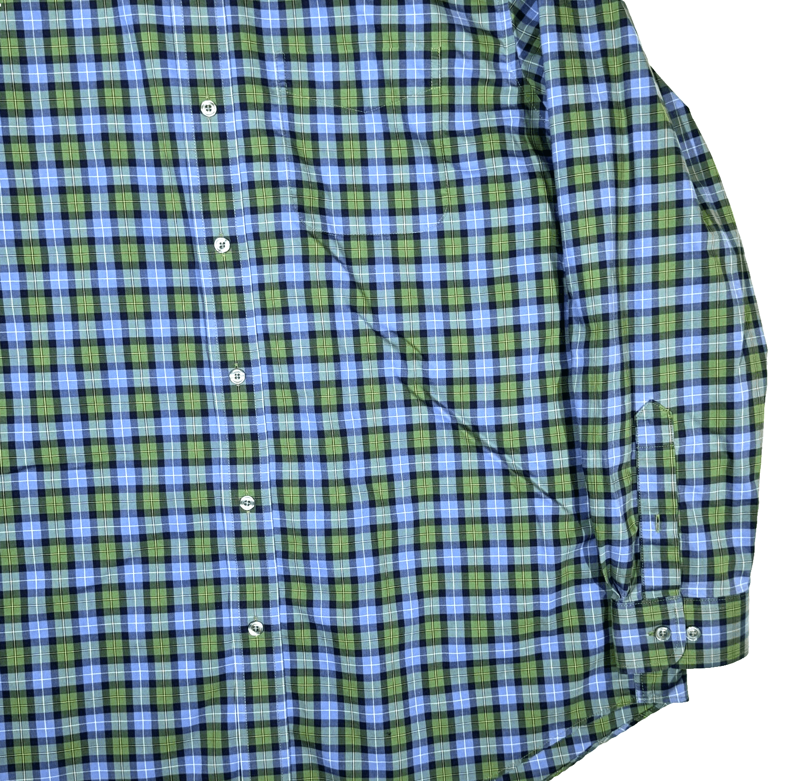 L.L.Bean Men’s Shirt Large Green Blue Plaid 100% Cotton Traditional Fit - Thumbnail 5