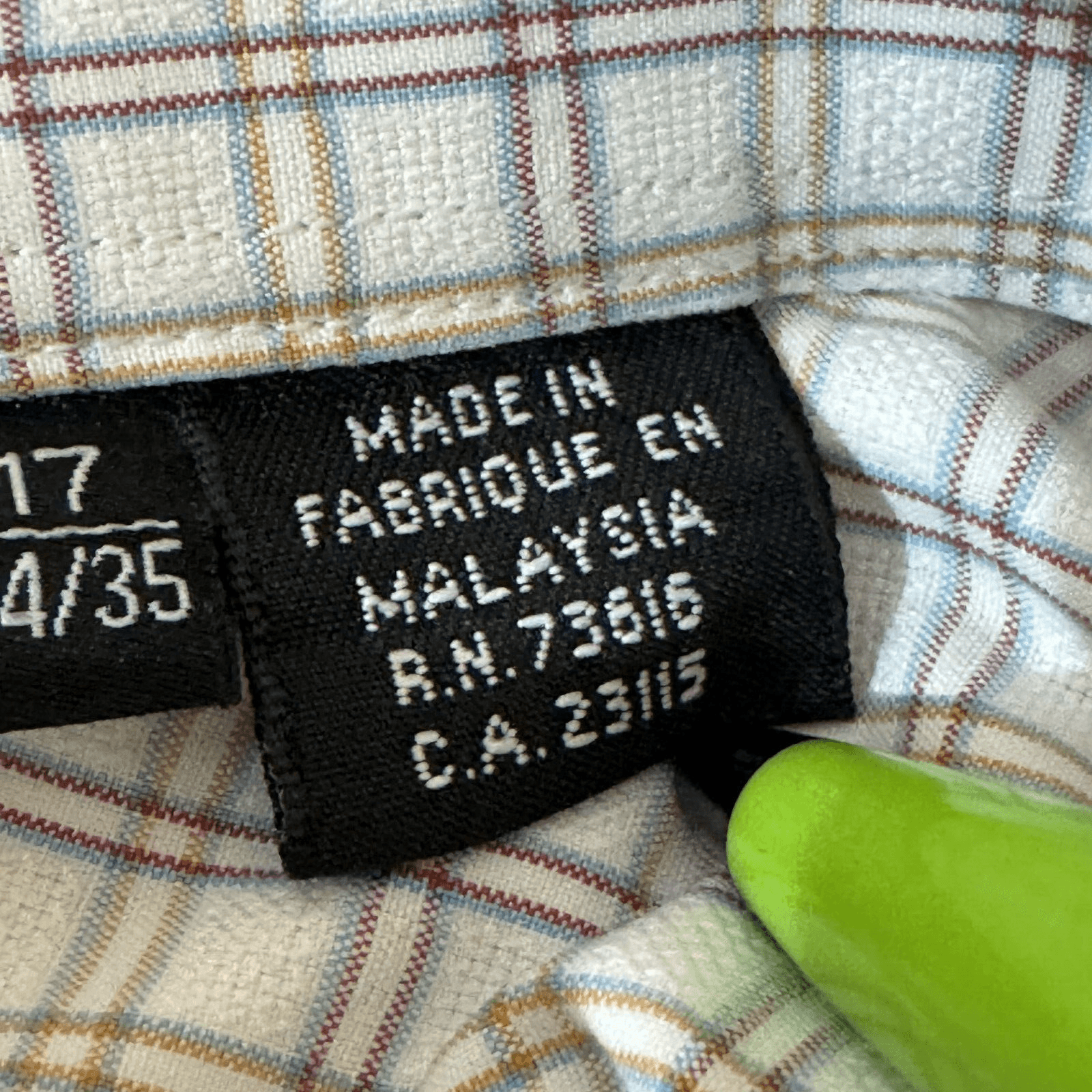 Hugo Boss Men’s Dress Shirt 17 34/35 White Gray Plaid Cotton Long Sleeve - Thumbnail 14