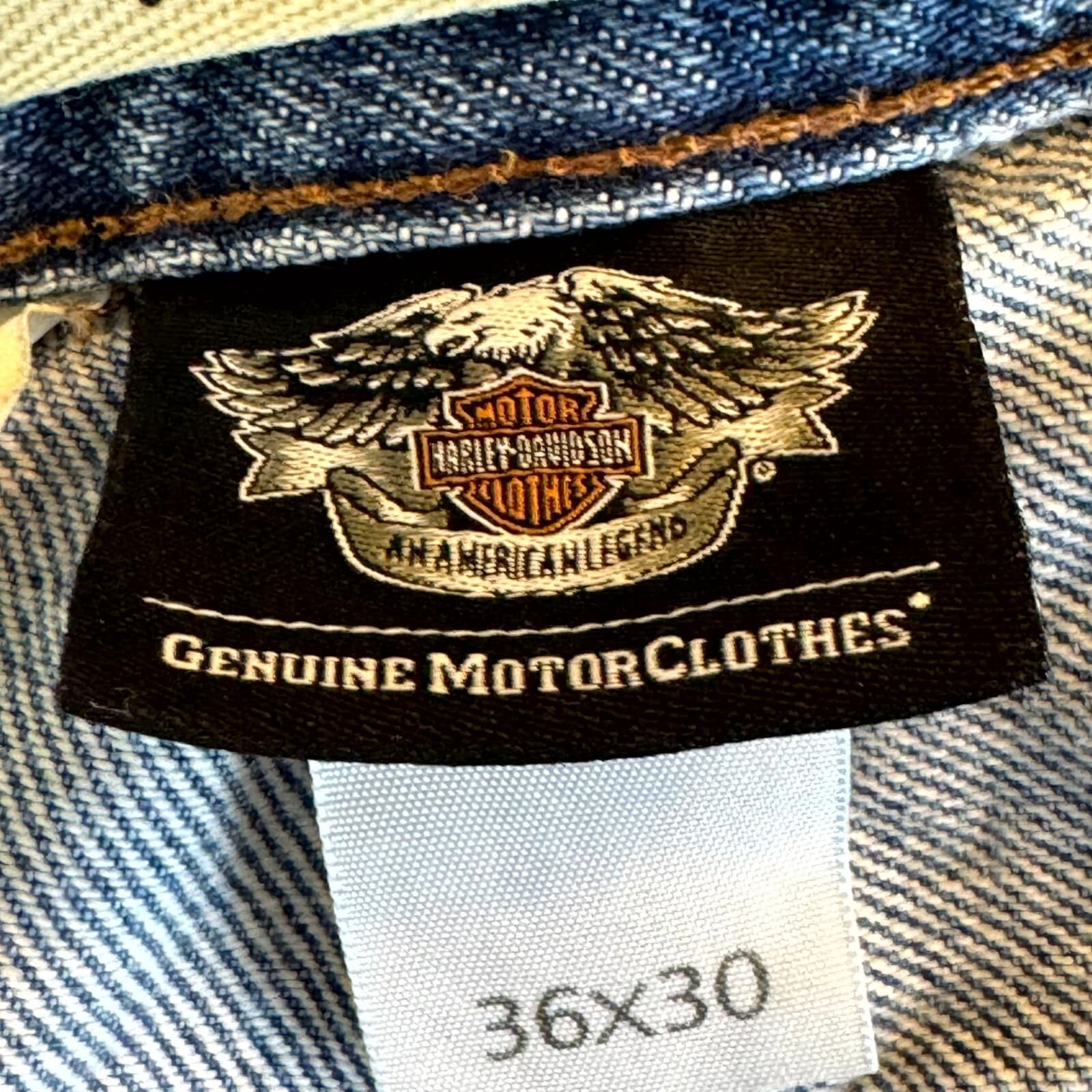 Harley-Davidson Men’s Jeans 36X30 Blue Denim Stone Wash Mid-Rise Straight - Thumbnail 13