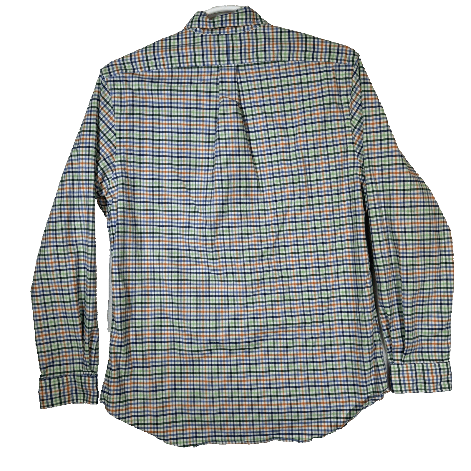 Ralph Lauren Shirt Mens XL Blue Green Orange Plaid Stretch Oxford Slim Fit Polo - Thumbnail 2