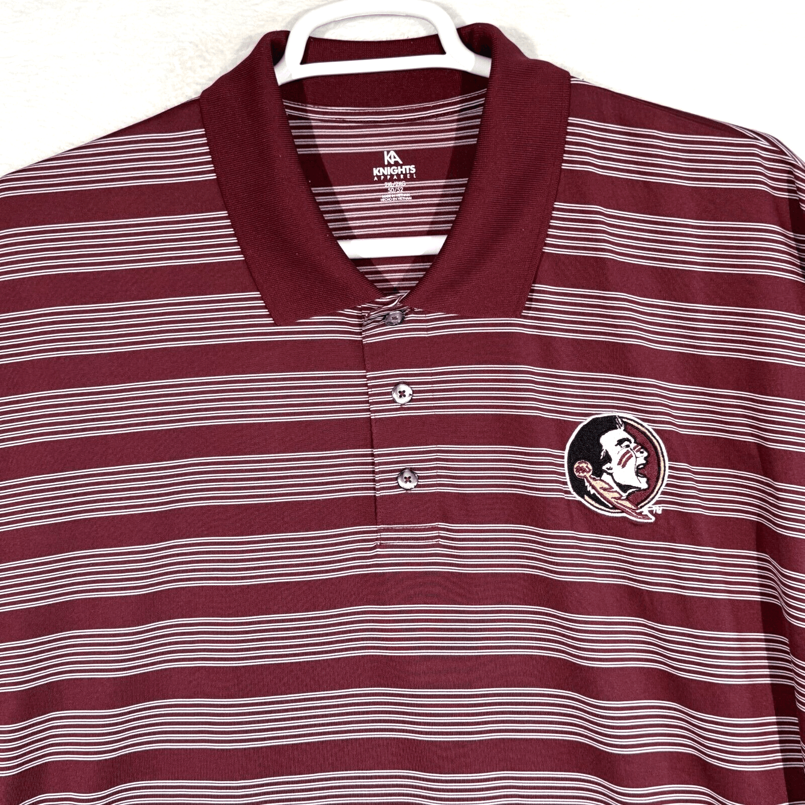 Knights Apparel Polo Shirt Men’s 2XL Maroon White Stripe Florida State Seminoles - Thumbnail 4