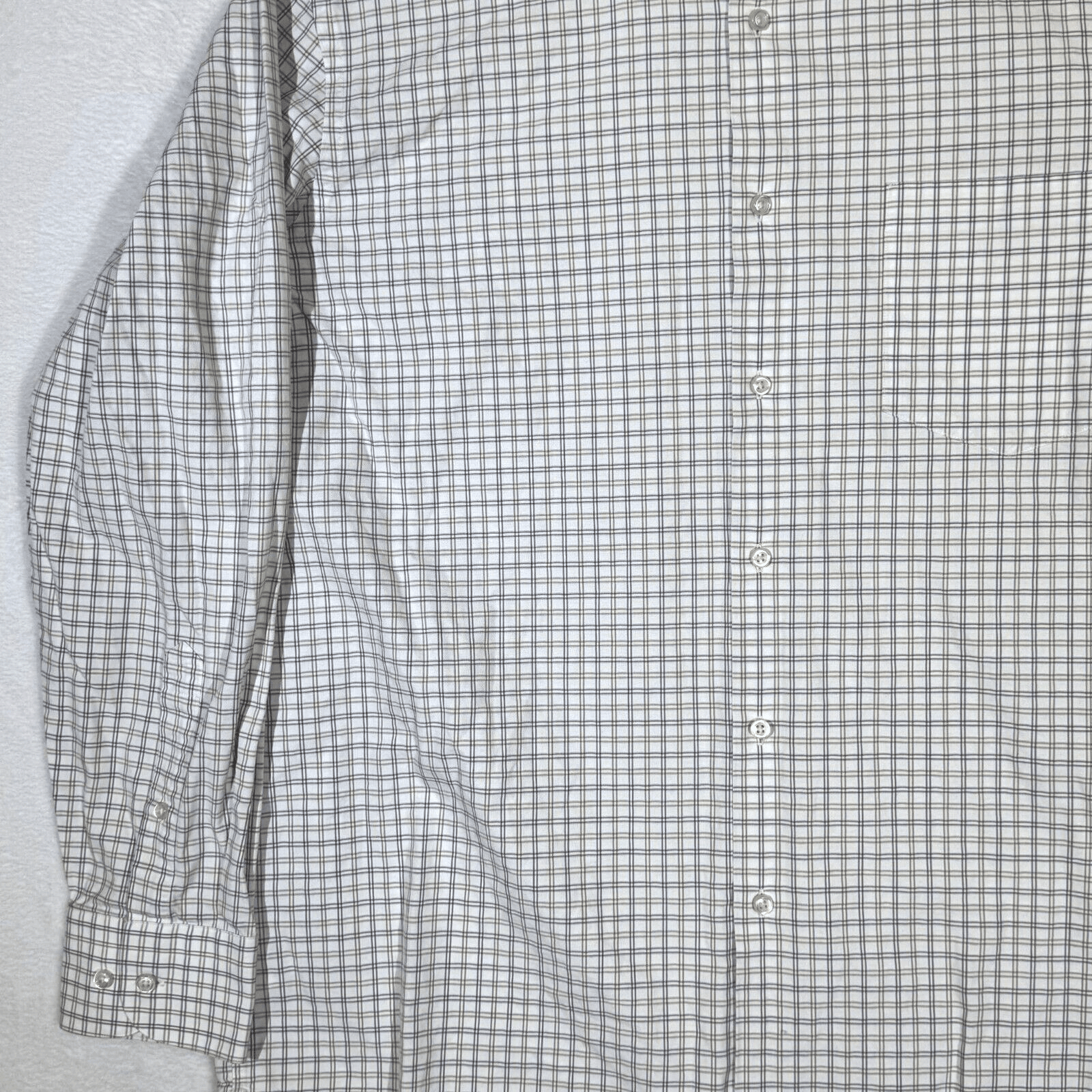 Hugo Boss Men’s Dress Shirt 17 34/35 White Gray Plaid Cotton Long Sleeve - Thumbnail 3