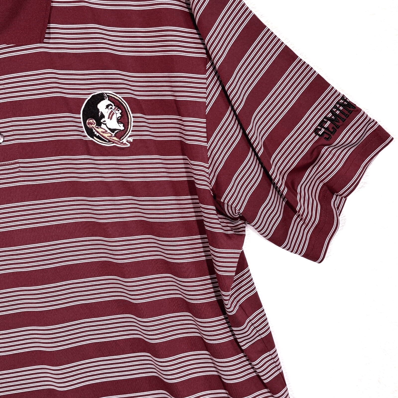 Knights Apparel Polo Shirt Men’s 2XL Maroon White Stripe Florida State Seminoles - Thumbnail 5