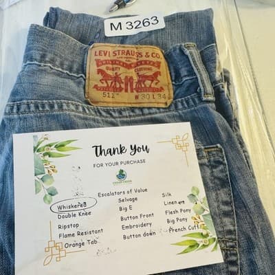 Levis 511 Jeans Mens 30x34 Blue Light Wash Slim Tapered Denim Zip Fly Mid Rise - Thumbnail 10