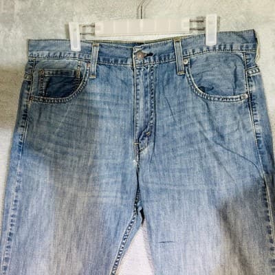 Levis 569 Jeans Mens 34x30 Blue Light Wash Relaxed Straight Denim Mid Rise - Thumbnail 3