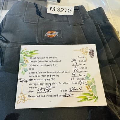 Dickies Pants Mens 34x30 Blue Cargo Regular Straight Workwear Polyester Cotton - Thumbnail 14