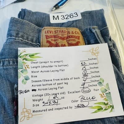 Levis 511 Jeans Mens 30x34 Blue Light Wash Slim Tapered Denim Zip Fly Mid Rise - Thumbnail 11