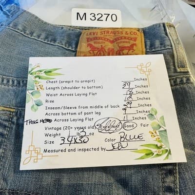 Levis 569 Jeans Mens 34x30 Blue Light Wash Relaxed Straight Denim Mid Rise - Thumbnail 13