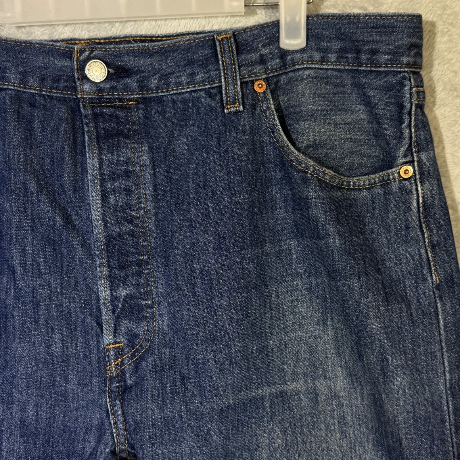 Levi’s 501 Men’s Jeans 40x29 Blue Denim 100% Cotton Button Fly Straight Leg - Thumbnail 4