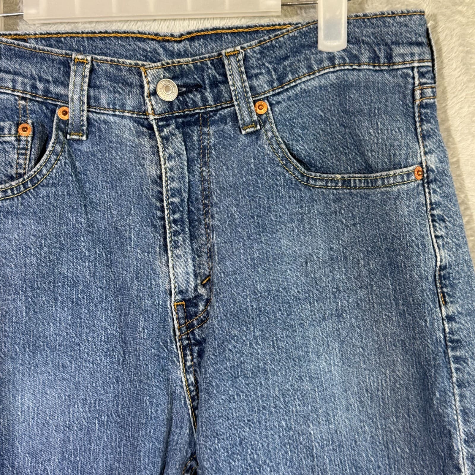 Levis 505 Jeans Mens 32x32 Regular Fit Straight Leg Blue Denim Zip Fly Classic - Thumbnail 4