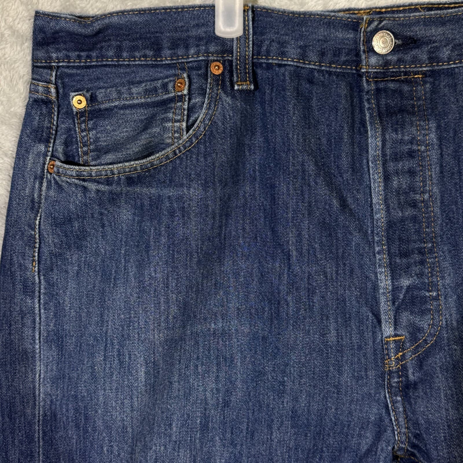 Levi’s 501 Men’s Jeans 40x29 Blue Denim 100% Cotton Button Fly Straight Leg - Thumbnail 3