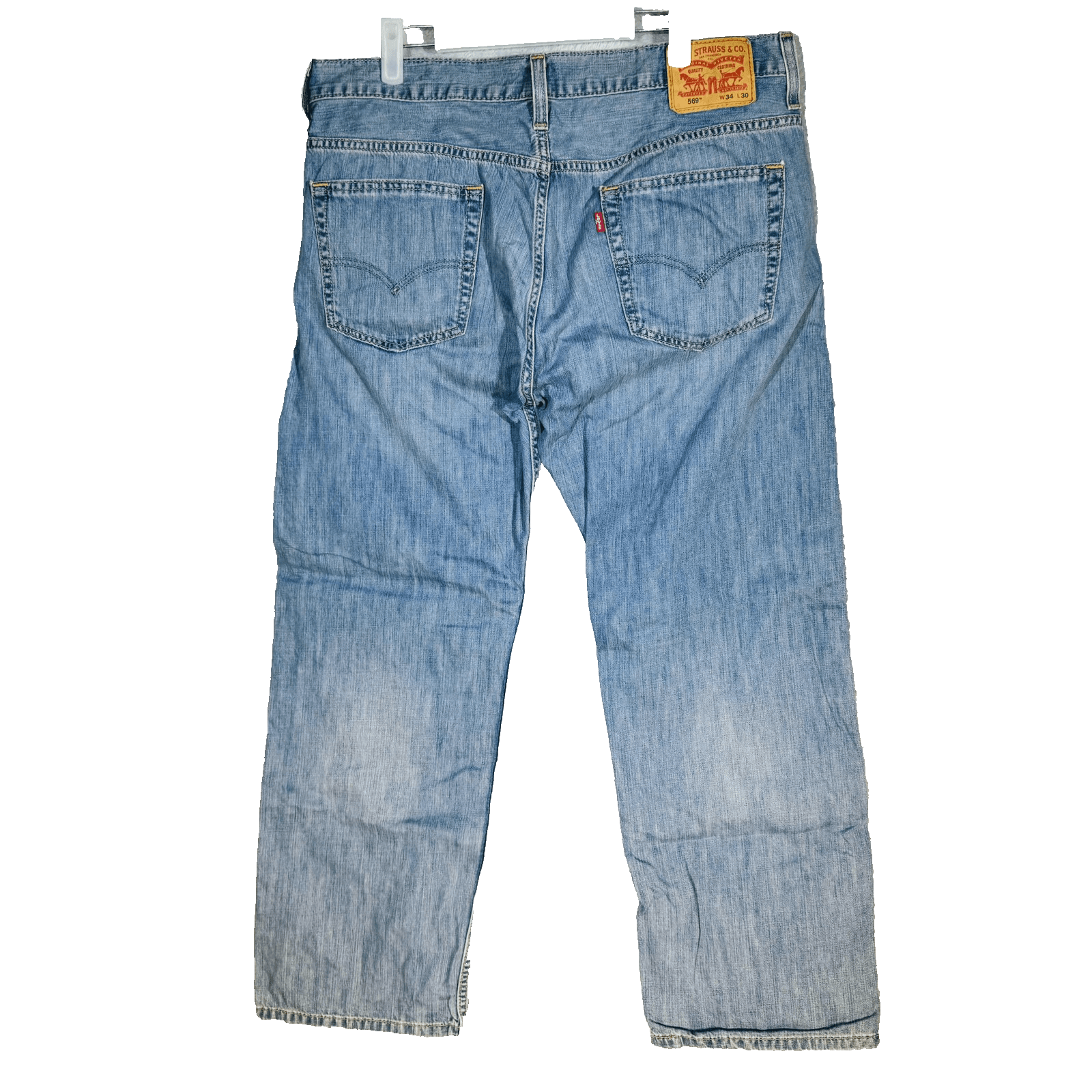 Levis 569 Jeans Mens 34x30 Blue Light Wash Relaxed Straight Denim Mid Rise - Thumbnail 2