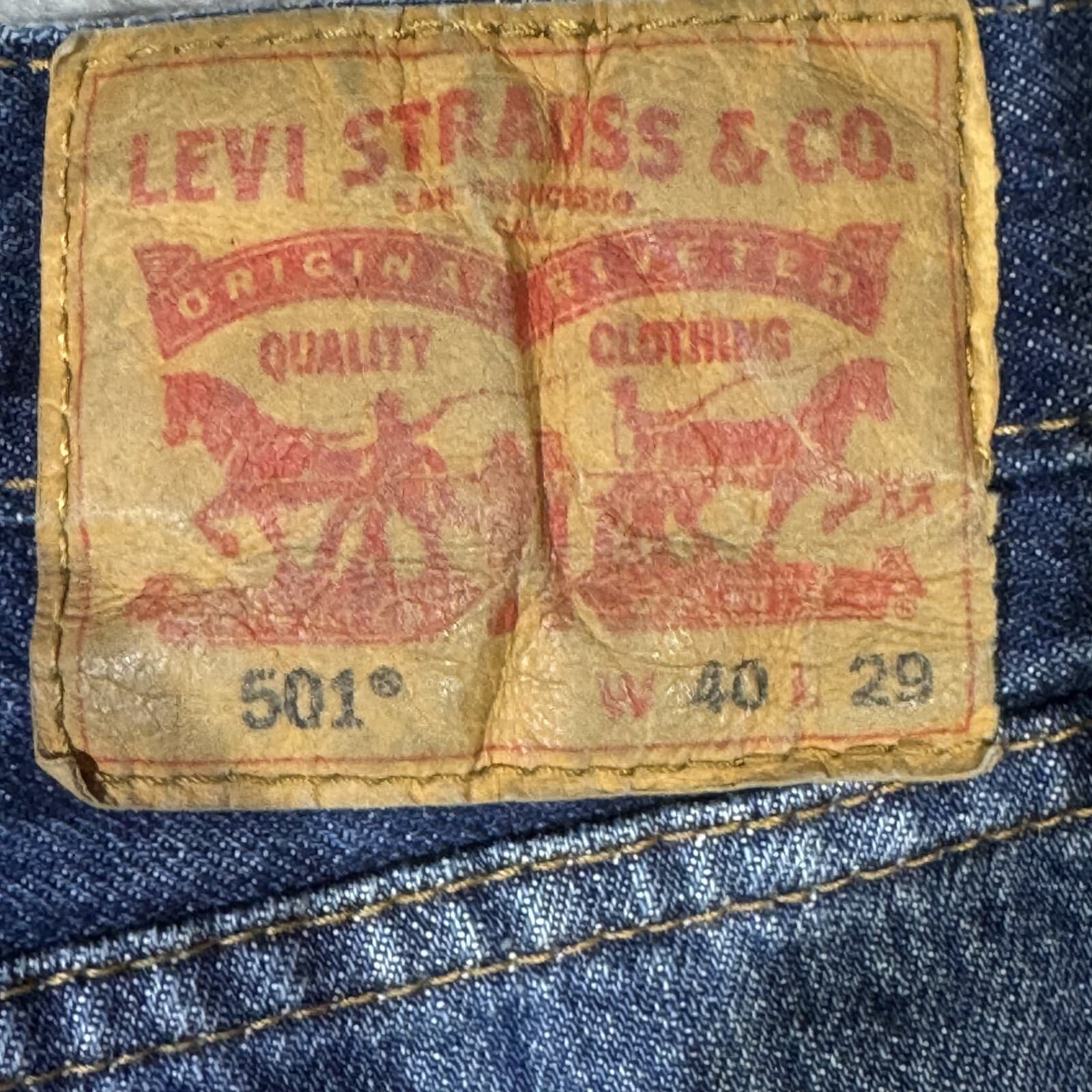 Levi’s 501 Men’s Jeans 40x29 Blue Denim 100% Cotton Button Fly Straight Leg - Thumbnail 11