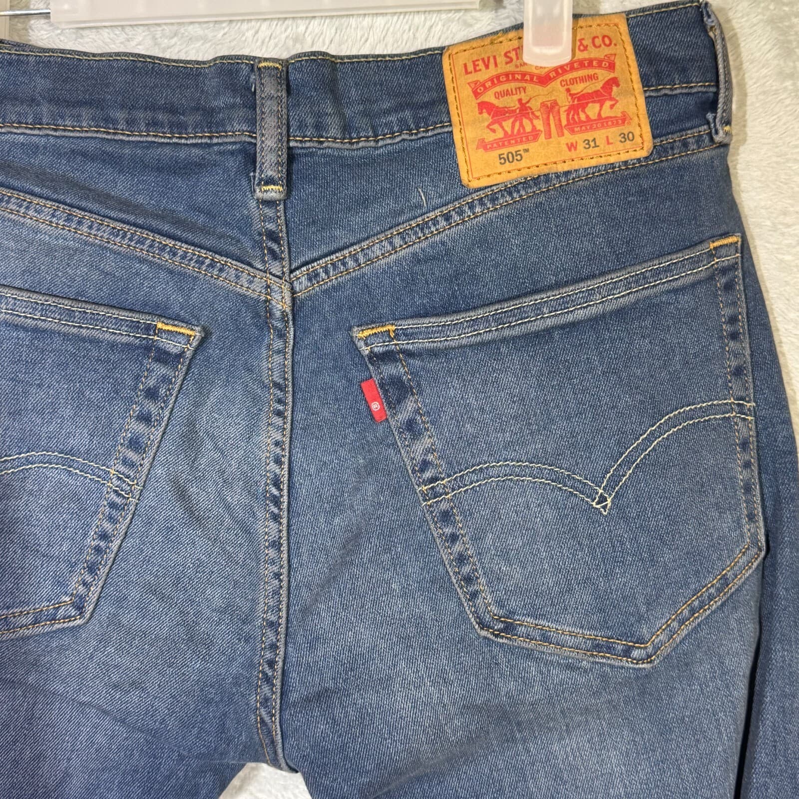 Levi’s 505 Men’s Jeans 31x30 Blue Denim Regular Fit Mid-Rise Straight Leg - Thumbnail 7