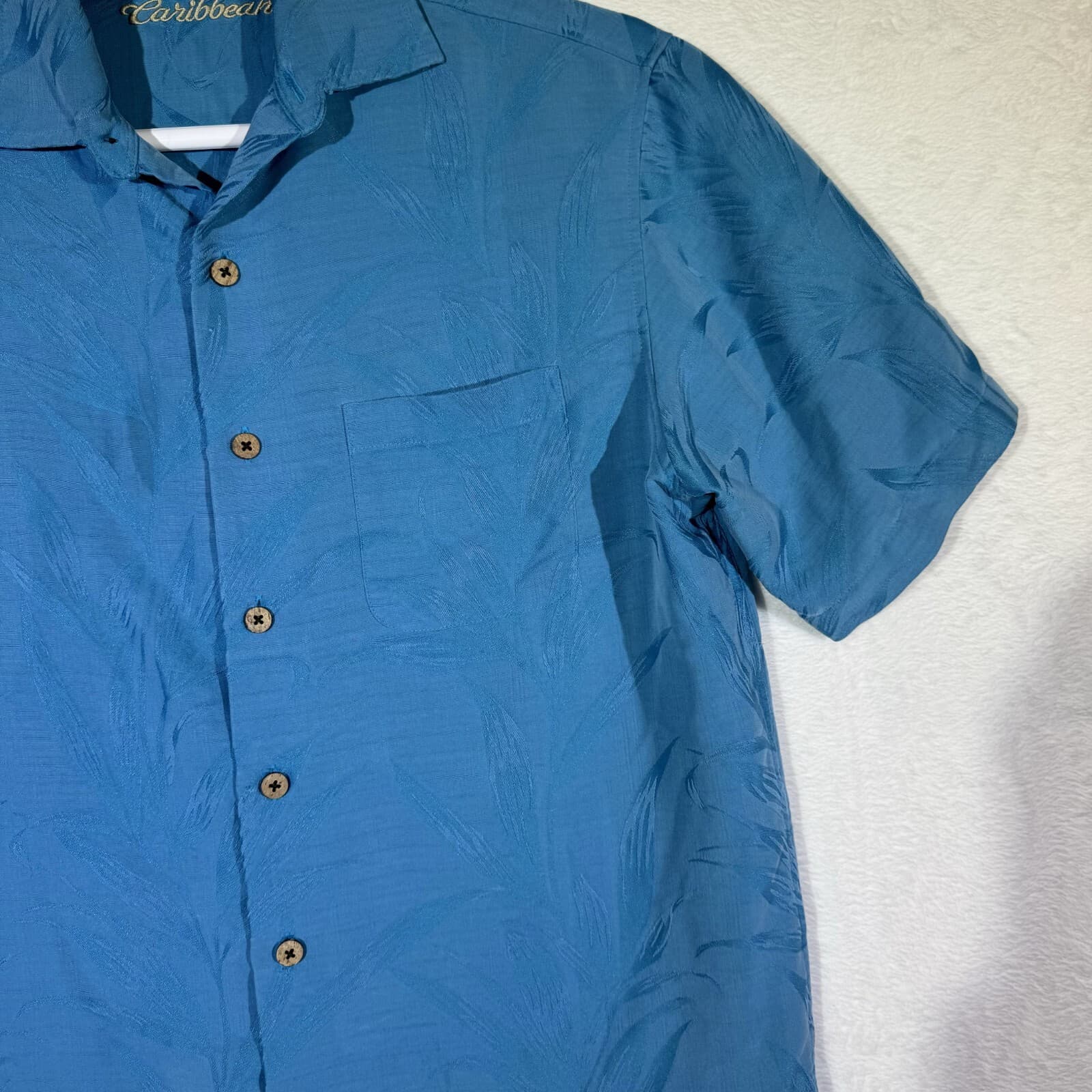 Caribbean Men’s Medium Teal Blue Tropical Hawaiian Shirt – 100% Polyester, Light - Thumbnail 11