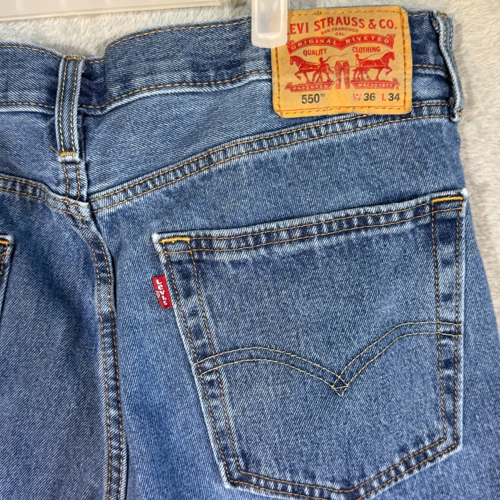 Levi's 550 Men's Jeans 36X34 Blue Denim Mid-Rise Relaxed Fit - Thumbnail 9