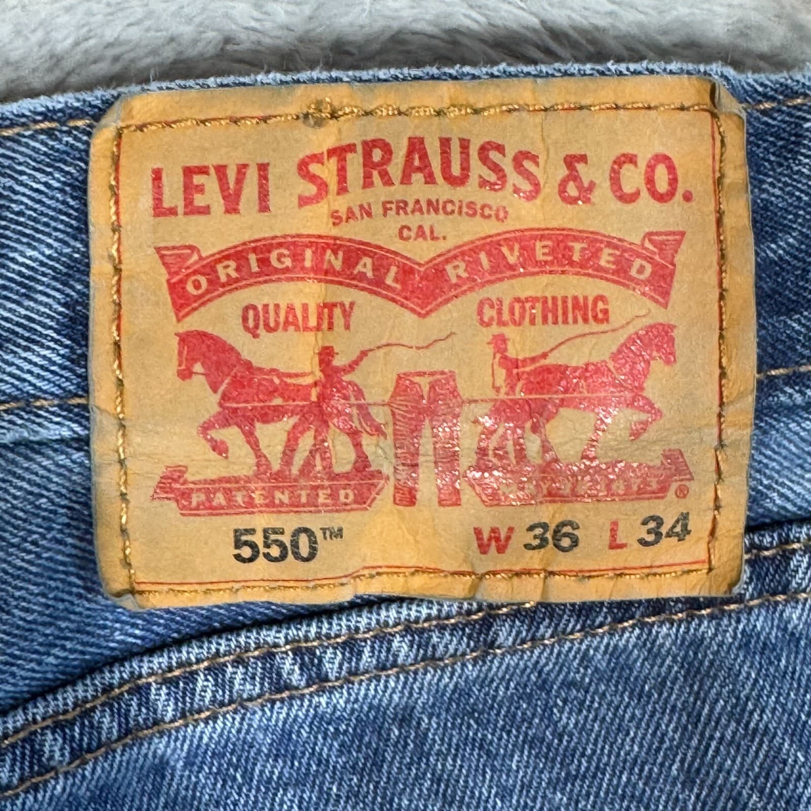 Levi's 550 Men's Jeans 36X34 Blue Denim Mid-Rise Relaxed Fit - Thumbnail 11