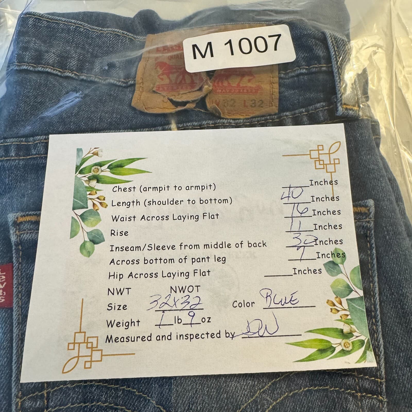 Levi’s 505 Jeans Men’s 32x32 Blue Denim Regular Fit Mid-Rise Straight Leg - Thumbnail 9