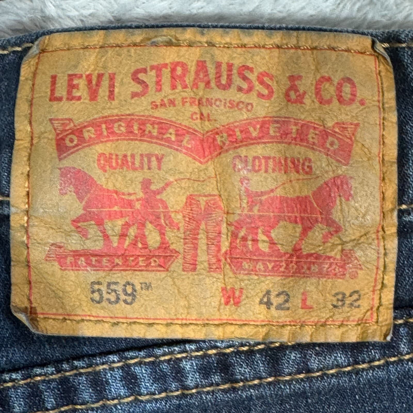 Levi’s 559 Men’s Jeans 42x32 Blue Denim 100% Cotton High-Rise Straight Leg - Thumbnail 10