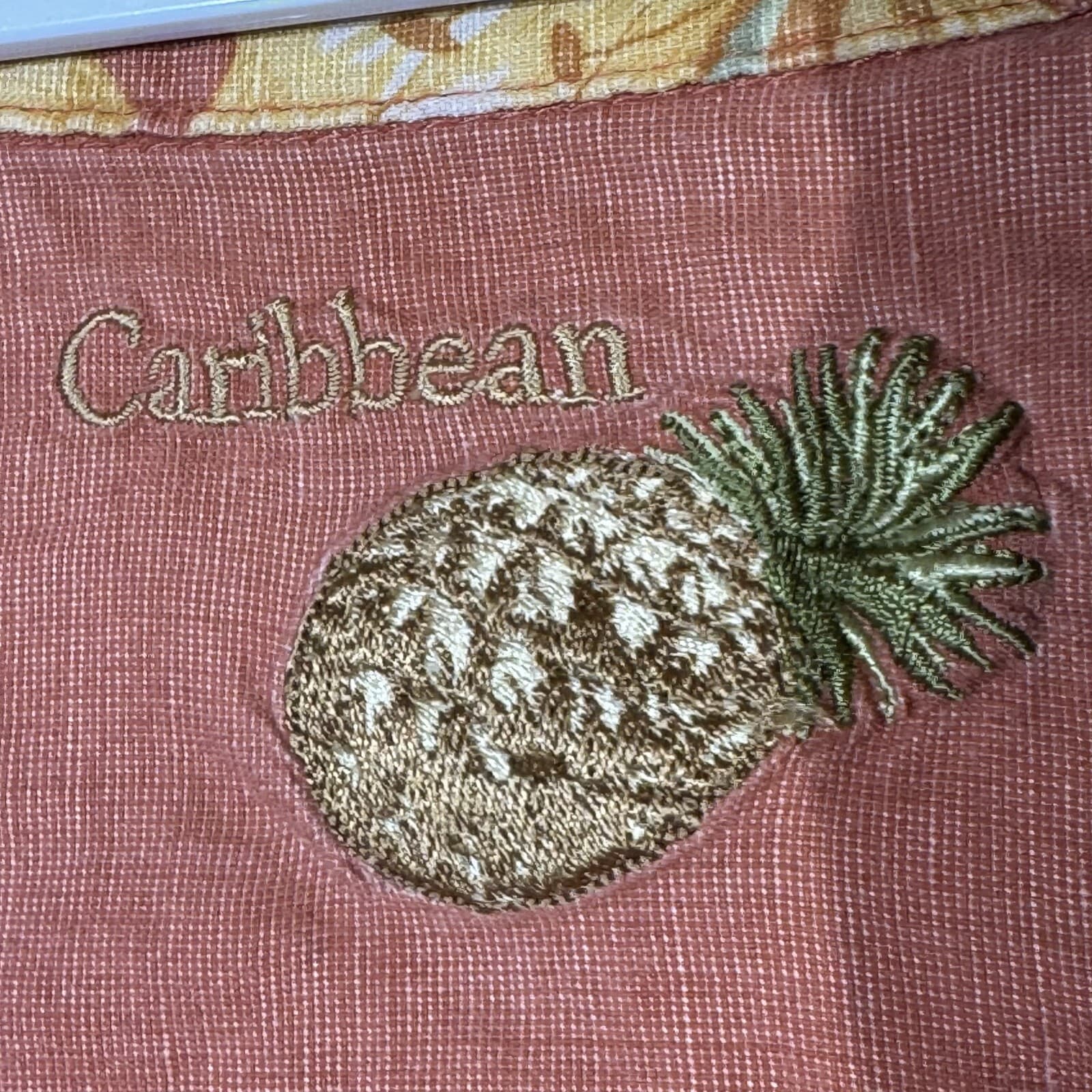 Caribbean Men’s XL Brown Silk-Linen Tropical Hawaiian Shirt Lightweight Button - Thumbnail 7