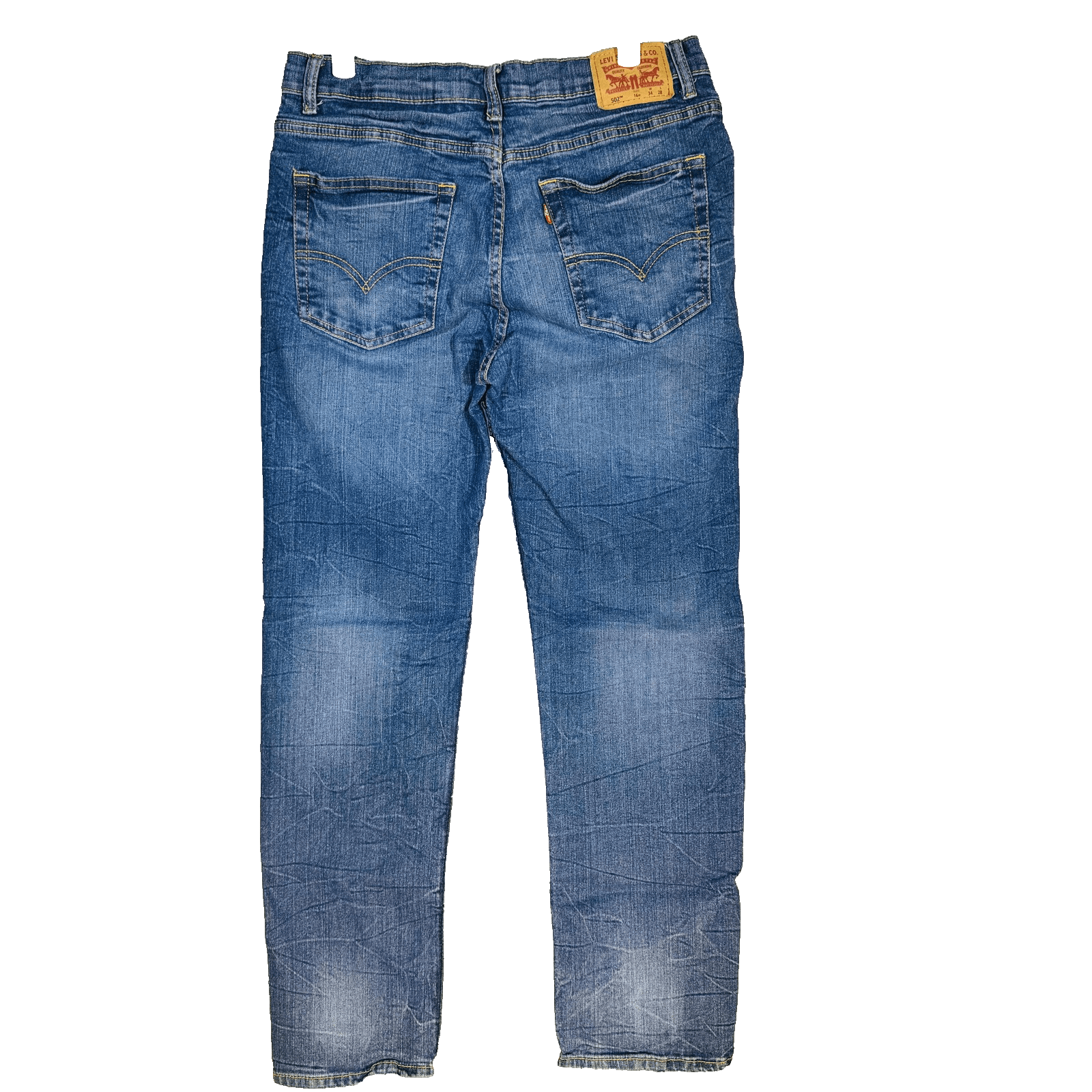 Vintage Levis 502 Jeans Mens 34x28 Blue Medium Wash Tapered Denim Stretch - Thumbnail 2