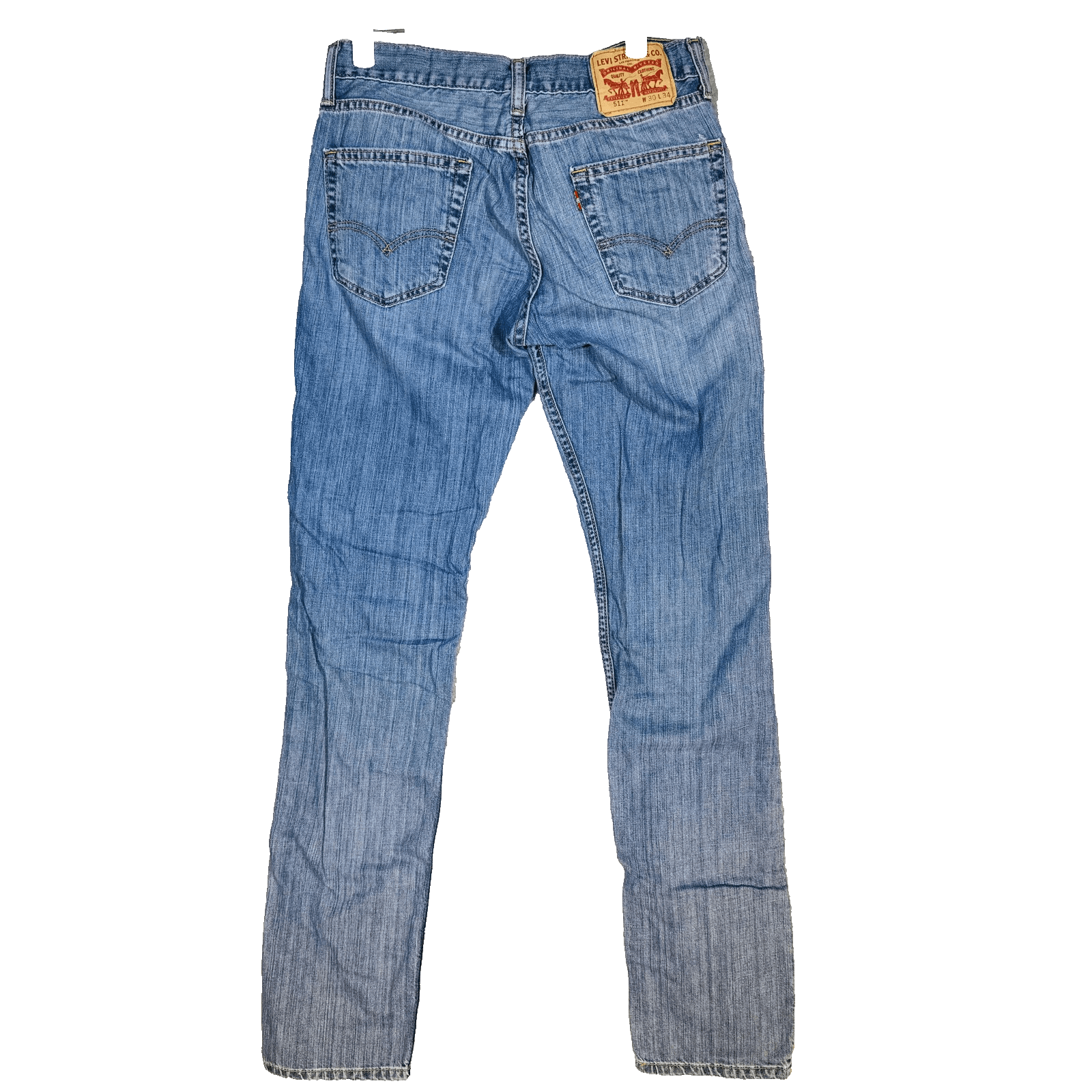 Levis 511 Jeans Mens 30x34 Blue Light Wash Slim Tapered Denim Zip Fly Mid Rise - Thumbnail 2