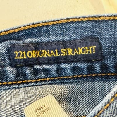 Lucky Brand 221 Original Straight Jeans Mens 36x34 Blue Light Wash Denim - Thumbnail 8