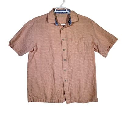 Caribbean Shirt Mens Large Linen Short Sleeve Button Up Pocket Casual - Image 1