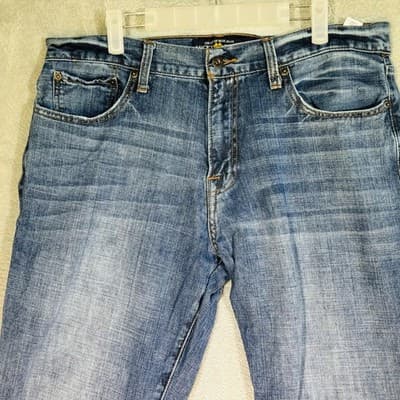 Lucky Brand 221 Original Straight Jeans Mens 36x34 Blue Light Wash Denim - Thumbnail 3