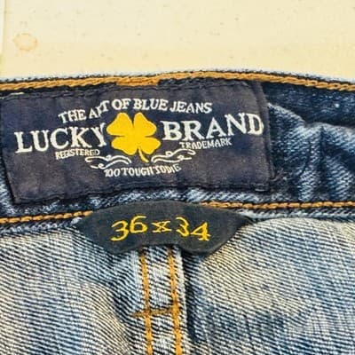 Lucky Brand 221 Original Straight Jeans Mens 36x34 Blue Light Wash Denim - Thumbnail 7