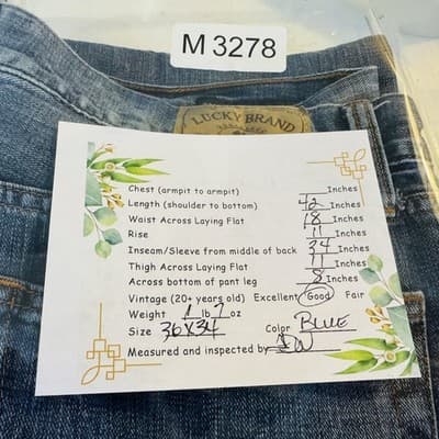 Lucky Brand 221 Original Straight Jeans Mens 36x34 Blue Light Wash Denim - Thumbnail 14