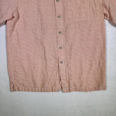 Caribbean Shirt Mens Large Linen Short Sleeve Button Up Pocket Casual - Thumbnail 3