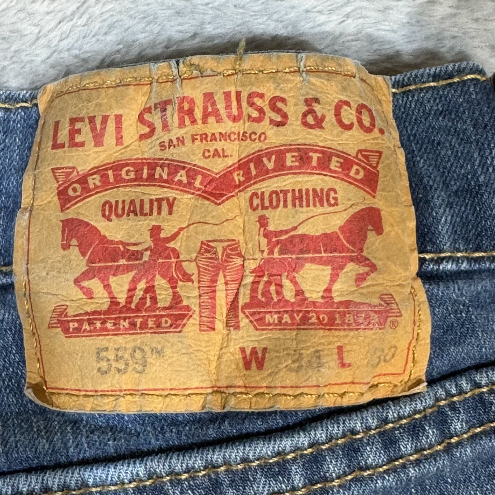 Levi's 559 Jeans Mens 34x30 Blue Denim Relaxed Straight Mid Rise Stretch Zip Fly - Thumbnail 3