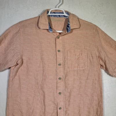 Caribbean Shirt Mens Large Linen Short Sleeve Button Up Pocket Casual - Thumbnail 5