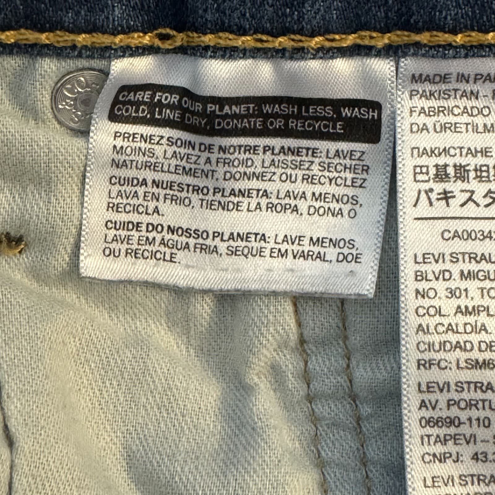 Levi's 559 Jeans Mens 34x30 Blue Denim Relaxed Straight Mid Rise Stretch Zip Fly - Thumbnail 4