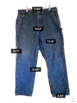 Carhartt 813-DPS Jeans Mens 38x32 Blue Medium Wash Zip Fly Relaxed Straight - Thumbnail 10